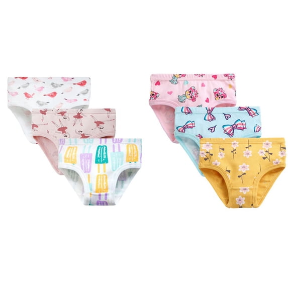 6Pcs Cotton Underwear for Baby Girls Cotton Floral Cute Cartoon Unicorn Princess Briefs,Little Girls Soft Breathable Underpants