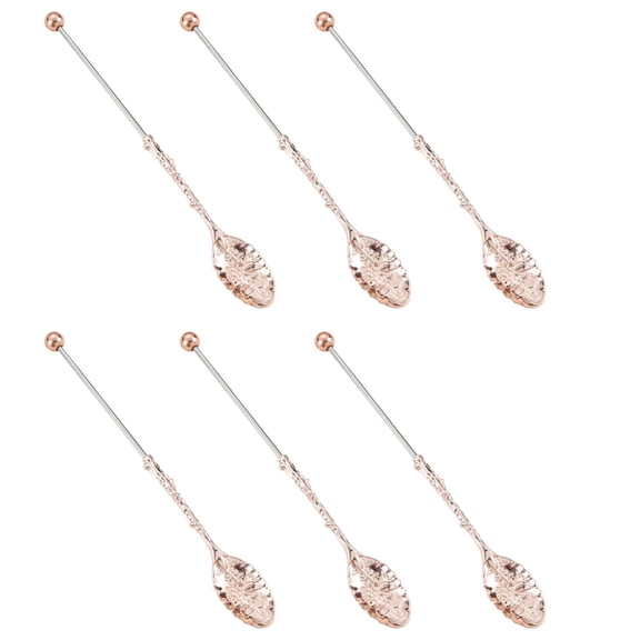 6Pcs Craft Beaded Coffee Spoons Set Handcrafted Alloy Stirring Utensils Coffee Accessories for Kitchen Decors and Beverage