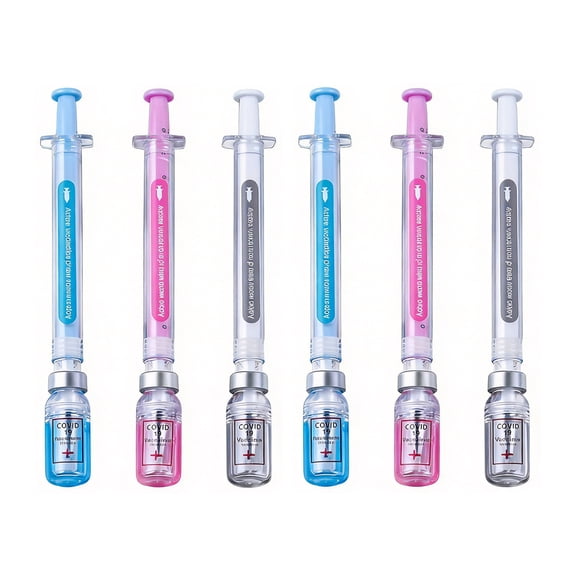 6Pcs Creative Syringe Shaped Gel Pen with Funny Black Neutral Pen Quick-dry Medical Theme Ballpoints Pens for Office Supplies