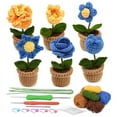 6Pcs Crochet Potted Flowers Kit, Complete Crochet Kit for Beginners
