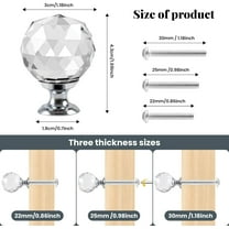 6Pcs Crystal Knobs for Drawers, Round Diamond Wardrobe Doorknob, Ball-Shape Drawer Wardrobe Pull Knob, Diamond Shaped Handles for Cupboard Cabinet Dresser in Bathroom Kitchen Office, Clear
