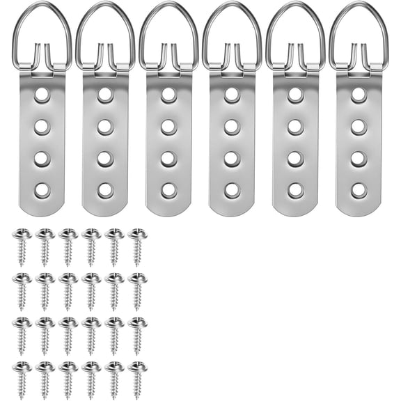 6Pcs D Rings for Picture Hanging, Super Heavy Duty D Ring Picture Hangers Mirror Hanging Hardware, D-Ring Hooks Frame Brackets Kit Ideal for Large Frames & Mirrors, Strong & Reliable Wall Mounting