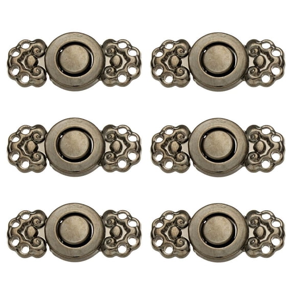 6Pcs DIY Decor Cardigan Sweater Metal Buttons Cheongsam Buckle Connection Buckle Cape Cloak Clasp BLACK 01