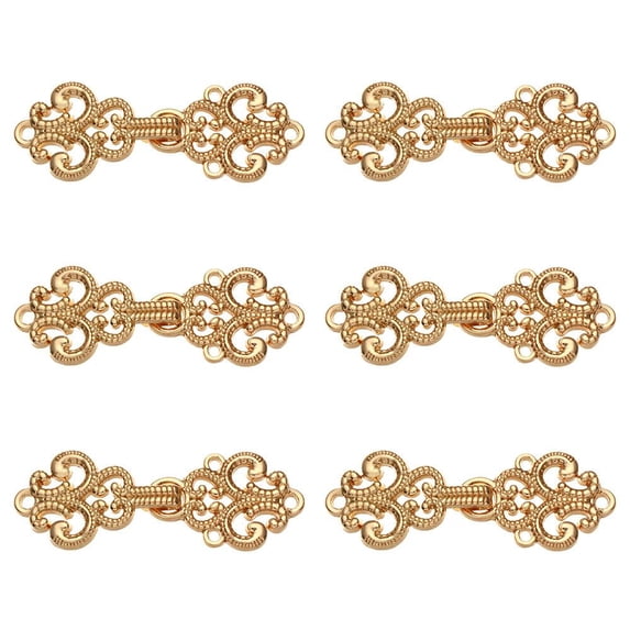 6Pcs DIY Decor Cardigan Sweater Metal Buttons Cheongsam Buckle Connection Buckle Cape Cloak Clasp GOLD 04