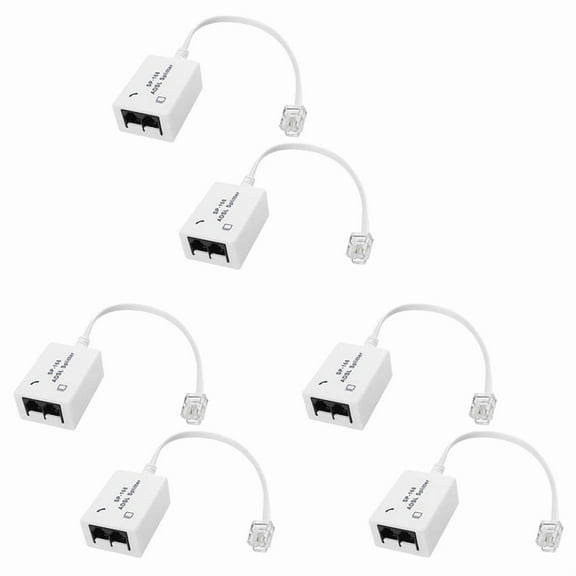 6Pcs DSL Filter Splitter ADSL Splitter for Phone Line Male to 2 Female RJ11 6P4C/6P2C Telephone Modem Converter Adapter