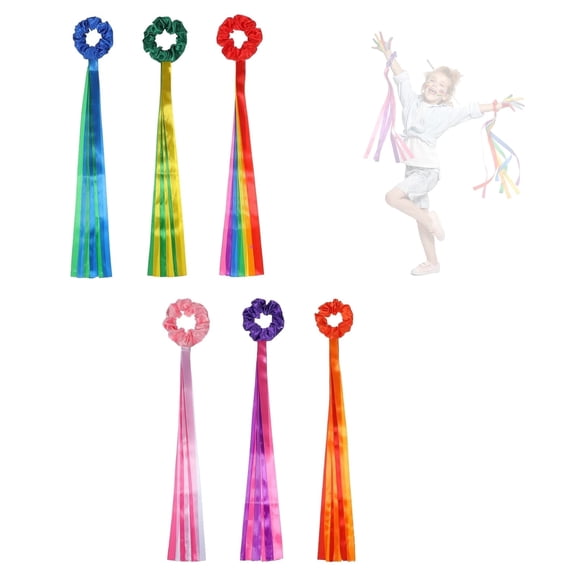 6Pcs Dancing Rhythm Wrist Streamers Gymnastics Dance Decorations Rainbow Dance Ribbons for Dances Shows, Music Classroom