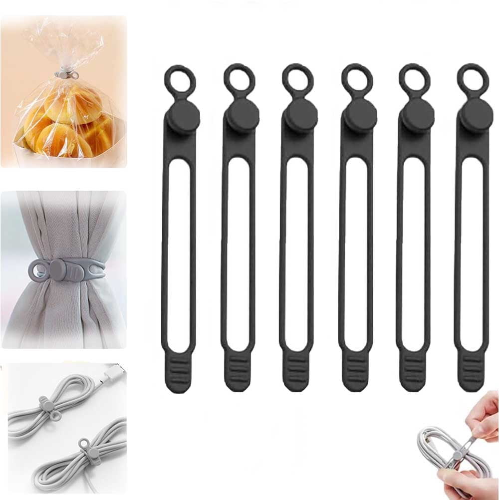 6Pcs Data Cable Organizer, Elastic Silicone Cable Straps Cord ...