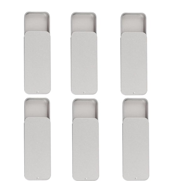 6Pcs Dental Floss Portable Case, 2.36x1.29x0.41 inch Metal Sliding Dental Floss Dispenser, Mini Rectangular Refillable Glide Containers, Travel Floss Box for Travel, Home Cleaning - White