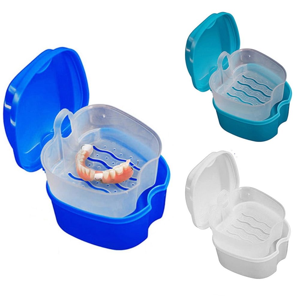 Denture Case, Denture Cup with Strainer, Denture Bath Box False Teeth
