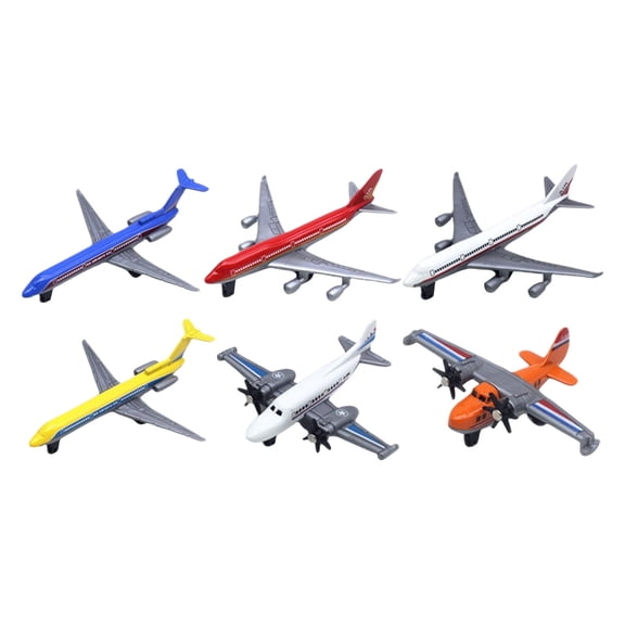 6Pcs Diecast Aircraft Model Set, 4.13x2.67 Inch Mini Airplane Collection for Themed Events and Party Favors, Durable Metal Construction, 1 Set