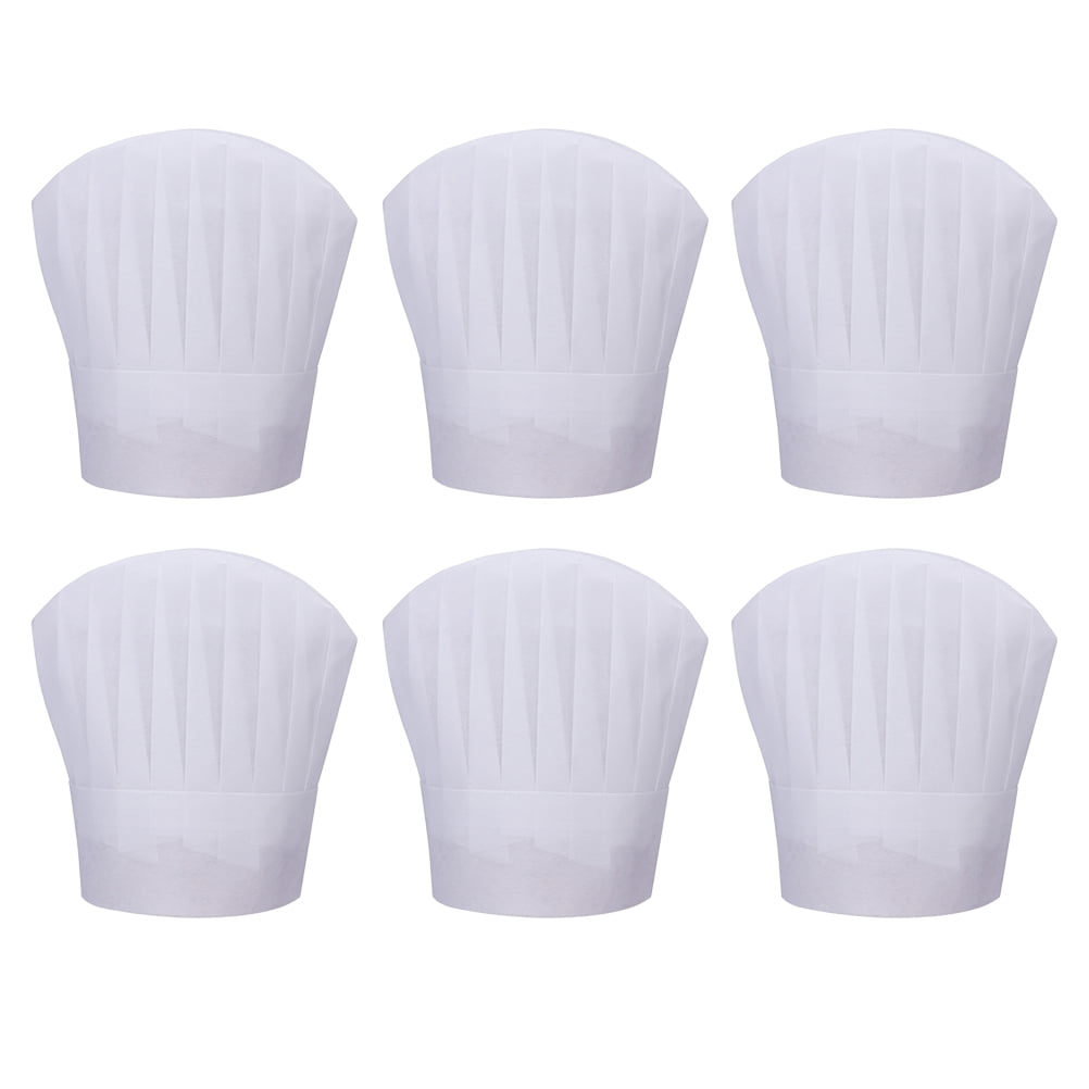 6Pcs Disposable Chef Hats Food Server Hats Restaurant Cooking Chef Hats