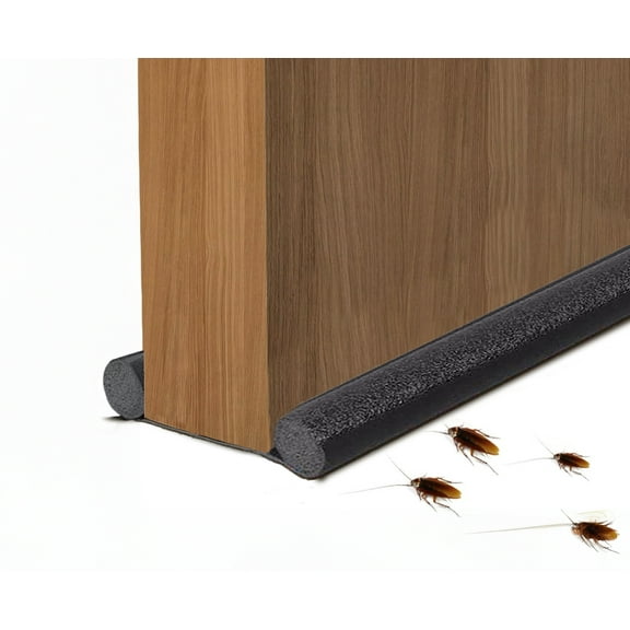 6Pcs Double Door Sweep Weather Stripping Seal Soundproof Windproof Dustproof Block Light Insect Resistant Under Door Noise Blocker 24-32Inches Black