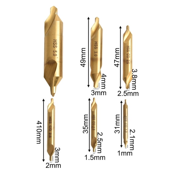 6Pcs Double-Ended Center Drill Set Location Drill Bit for Precise Metalworking 1+1.5+2+2.5+3+4
