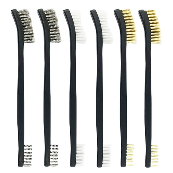 6Pcs Double-Ended Tube Cleaning Brushes, Brass Wire and Nylon Bristle Set for Gas Stove Auto Parts Pipes Machinery, Heavy-Duty Narrow Space Scrubbing Tools