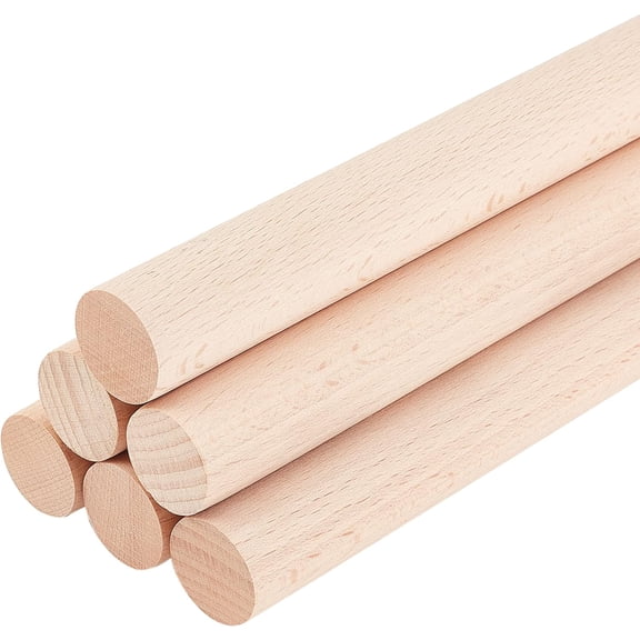 6Pcs Dowel Rods Wood Sticks 1 x 12 Inch Beech Wood Sticks Unfinished Dowel Round Wooden Craft Sticks for DIY Projects Crafting Wooden Craft Sticks Carpenters colorful