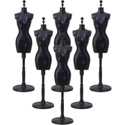 6Pcs Dress Form Mannequin Plastic Doll Cloth Form Doll Mannequin Dress Mini Cloth Gown Display Support Holder, Doll Dress Display Stand for Clothes Dollhouse Decoration Black