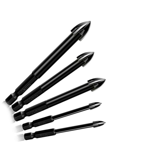 6Pcs* Drill Bits, Tipped Ceramic Tile Cutter with 1/4" Hex Shank Triangle Hole Drill for Concrete Wall Glass