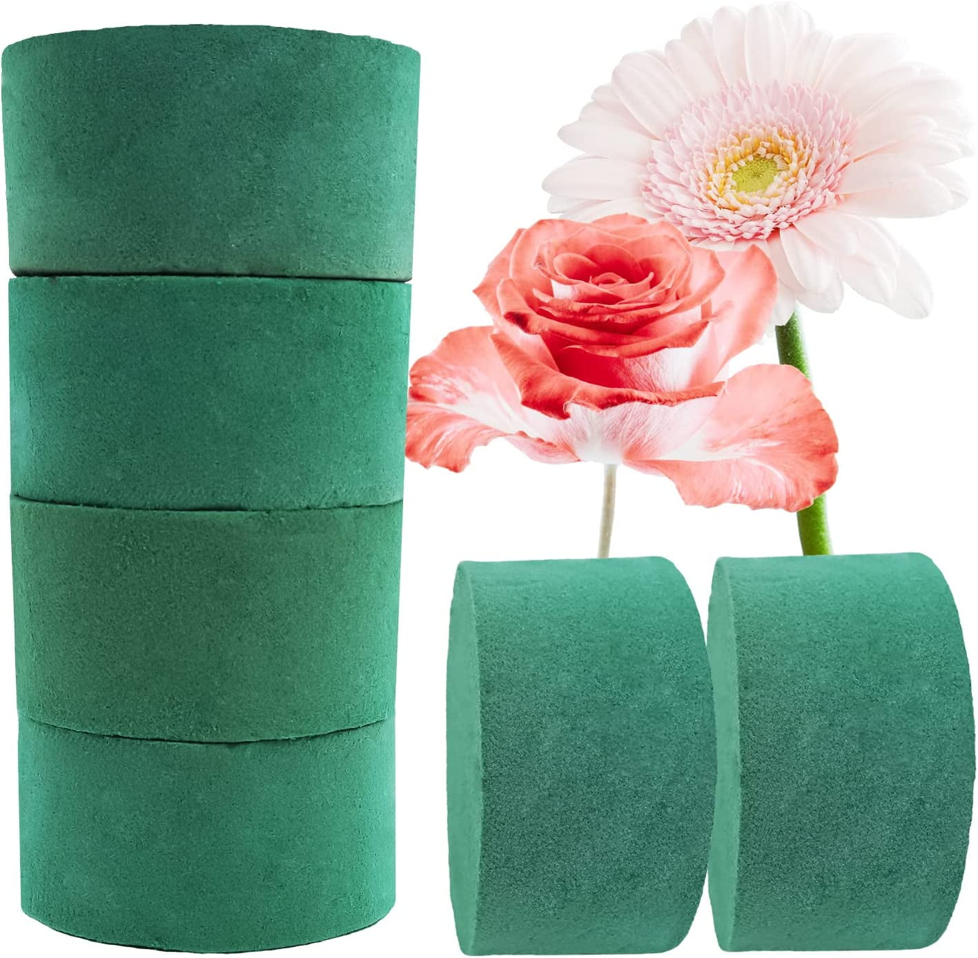 5 Pcs Floral Foam, 4.7 Inch Dry Wet Floral Foam Bricks Round for 4.7 inch