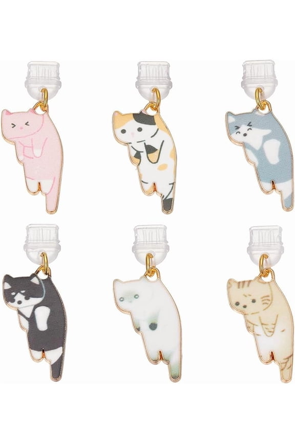 6Pcs Dust Plug Charm Type C Anti Dust Plugs 1.7 inch Long Mobile Dustproof Plug with Cat Pendants USB C-Port Caps Protector Charging Port Plugs Pendant for Most Type C Phone Colorful