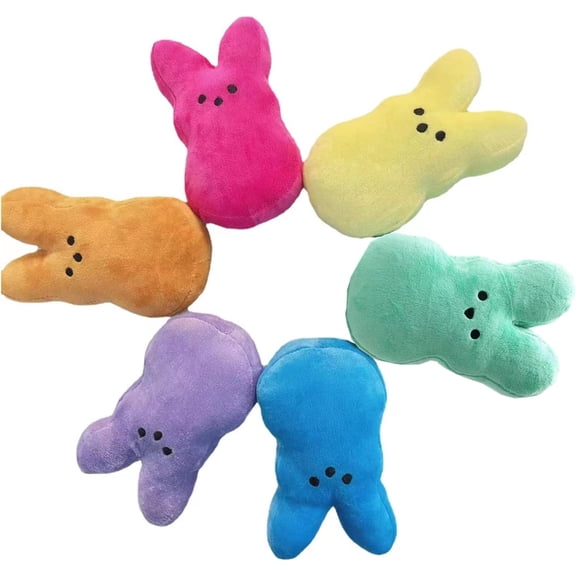 6Pcs Easter Bunny Stuffed Animal, Cute Carrot Peep Bunny Doll, Easter Basket Stuffers, Rabbits Animal Easter Bunny Plush Doll Toy Desktop Sofa Decor
