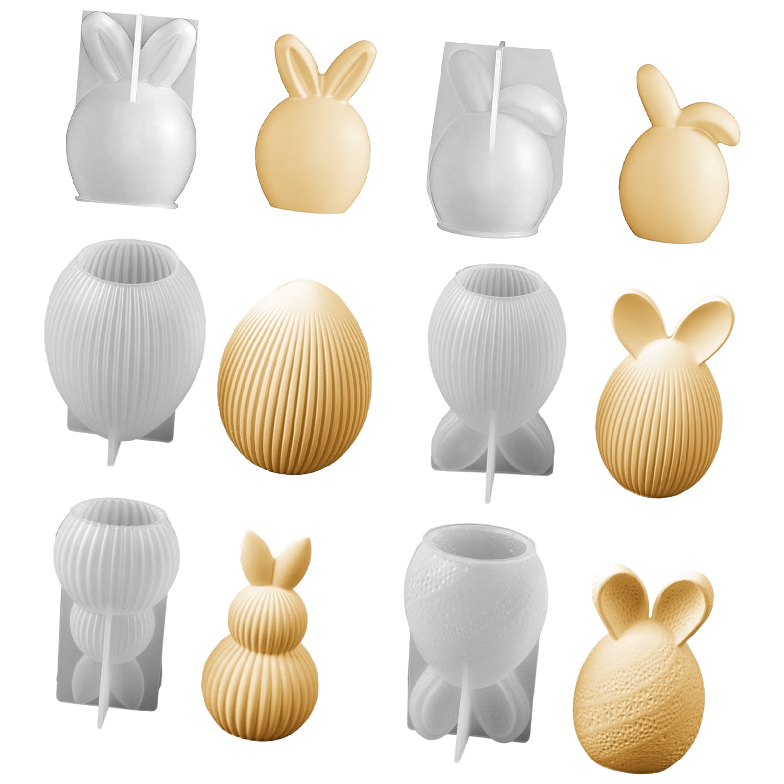 6Pcs Easter Hare Eggs Silicone for Resin Casting Soap Home Decor