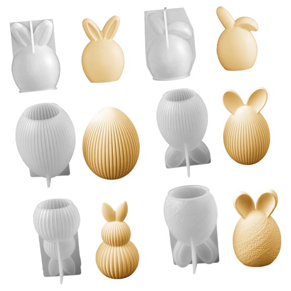 6Pcs Easter Hare Eggs Silicone for Resin Casting Soap Home Decor