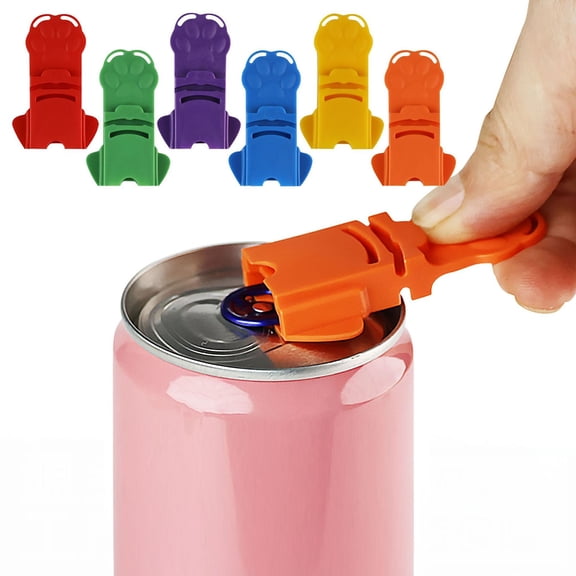 6Pcs Easy Can Opener for Soda Beer, Handheld Pull Tab Lifter with Lever Design, Safe No Sharp Edge Tool for Women Elderly