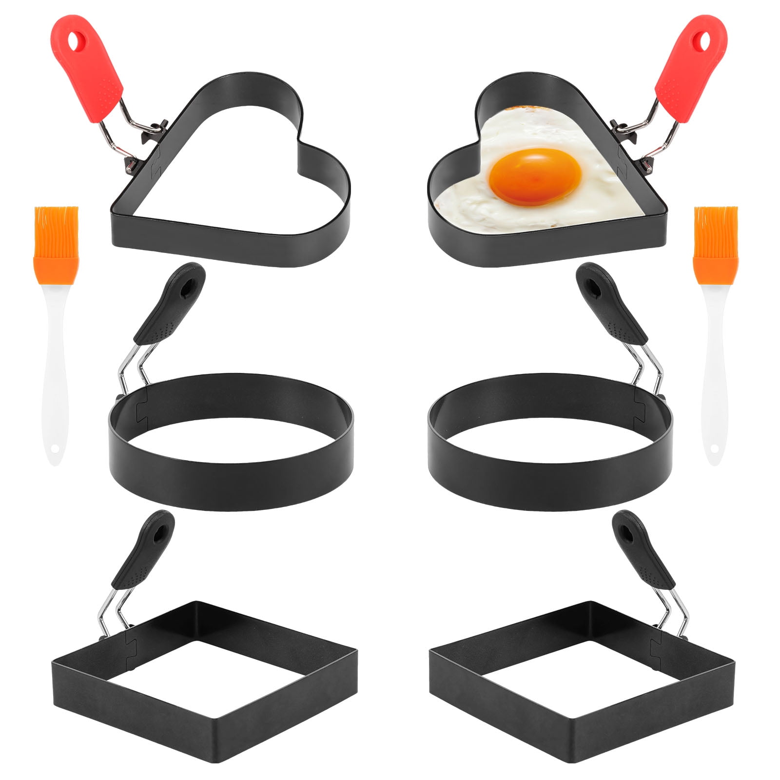 6Pcs Egg Ring 3 Size Stainless Steel Square/ Round/ Heart Shape Set ...