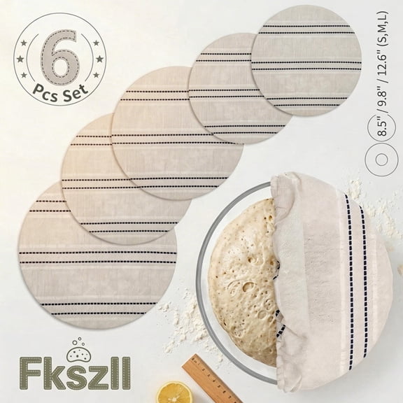 Reusable Bowl Covers for Bread Proofing(Set of 6)- Polyester Bowl Covers Reusable with Elastic Rim Sourdough Bowl Cover for Food Storage (9-13 inch)
