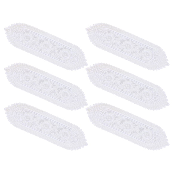 6Pcs Elegant Lace Table Runners Set Crocheted Floral Design Dresser Scarf Doilies for Dining Wedding Party Decoration