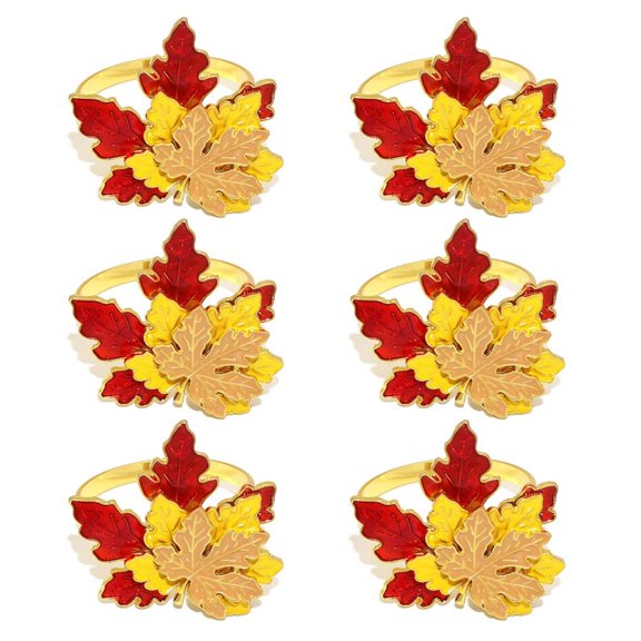 6Pcs Elegant Napkin Rings Serviettes Buckles Maple Leaf Napkin Rings Holder Wedding Decoration Simple Napkins Buckles