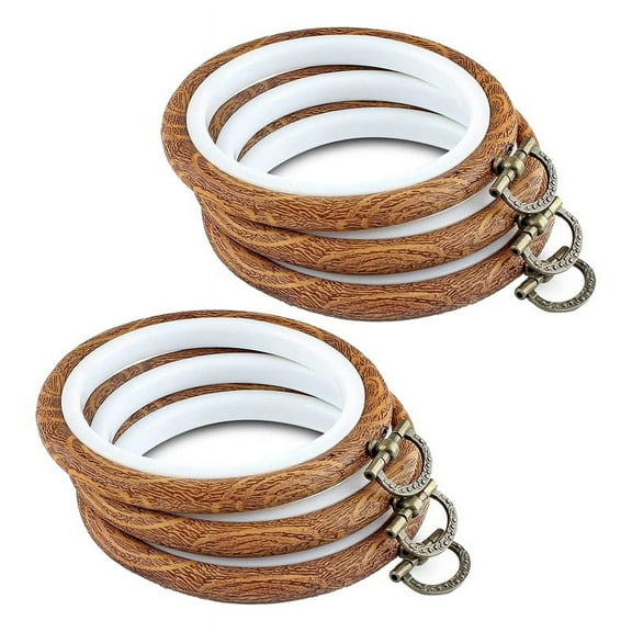 ckepdyeh 6Pcs Embroidery Hoops 3.93 Inch Round Embroidery Frame with Metal Ring Imitated Wood Embroidery Circle Embroidery Hoop Embroidery Hoops