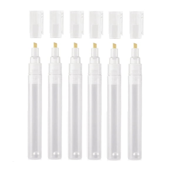 6Pcs Empty Fillable Blank Paint Touch Up Pen Markers,Round Tilted-Head Paint Marker Pens for Art Painting Crafts Kit 6mm