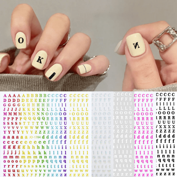 6Pcs English Letter Nail Stamping