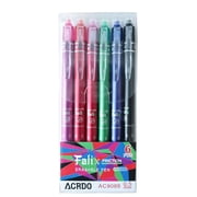 6Pcs Erasable Gel Pen Set, 0.5mm Fine Point Retractable Writing Pens, Thermal Erasable Ink with Built-in Eraser, Smooth Quick Dry Writing Stationery, Multipurpose Writing Tool, Colorful