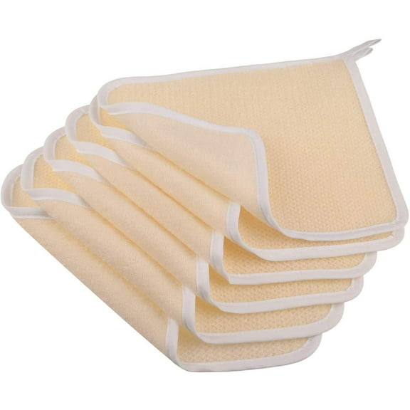 6Pcs Exfoliating Wash Cloths for Body Scrub and Face Clean, Dual-Sided Exfoliating Wash Towels Bath Washcloths for Men Women Skin Massage Spa - Rough Exfoliating Side and Soft Terry Side