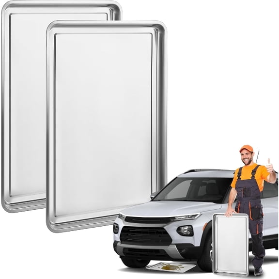 6Pcs Extra Large Car Oil Drip Pan- 35.4 x 24 x1.6 Inches Oil Drain Pan for Oil Change- Oil Drip Tray for Under Car Plastic Oil Tray, Oil Catch Pan Replacement Tray to Keep Garage Floor Clean