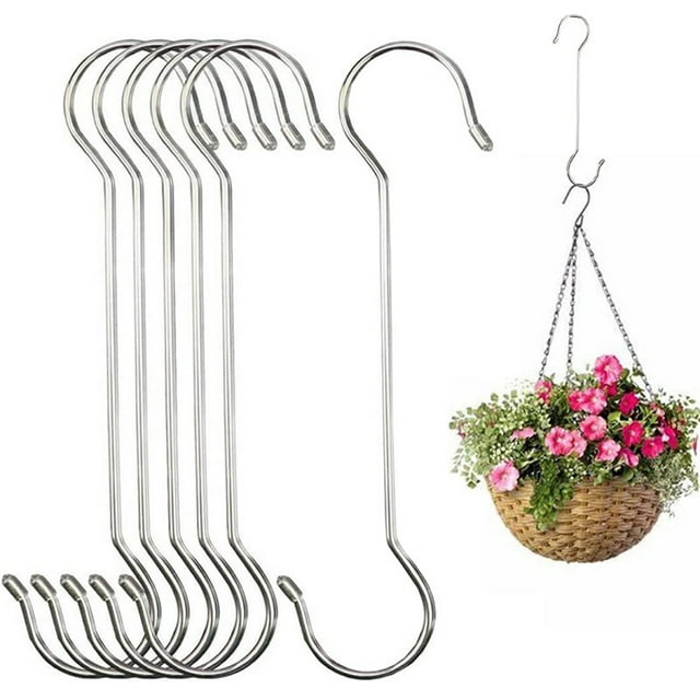 6Pcs Extra Large HeavyDuty Stainless Steel S Hooks for Hanging Plants