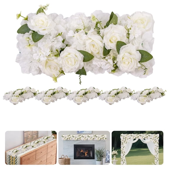 6Pcs Fabric Flower Wedding Arch Decor Kit - Includes 50 Ties, Artificial Greenery & Drape Backdrop Set for Ceremony, Photo Booth, Party