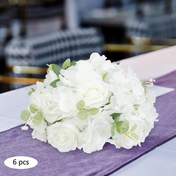 6Pcs Fake Small Rose Balls Flowers for Centerpieces Tables Artificial Silk Ball