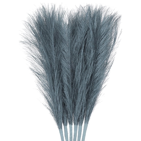 6Pcs Faux Pampas Grass 45cm/17.7" Small Fake Pampas Grass for Home Wedding Vase Decoration Light Blue