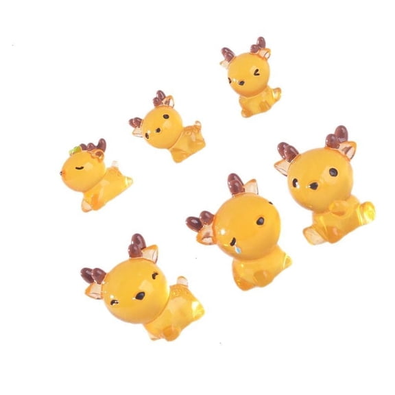 6Pcs Fawn Decorative Figurine Glowing In Dark Resins Ornaments For Table Styling