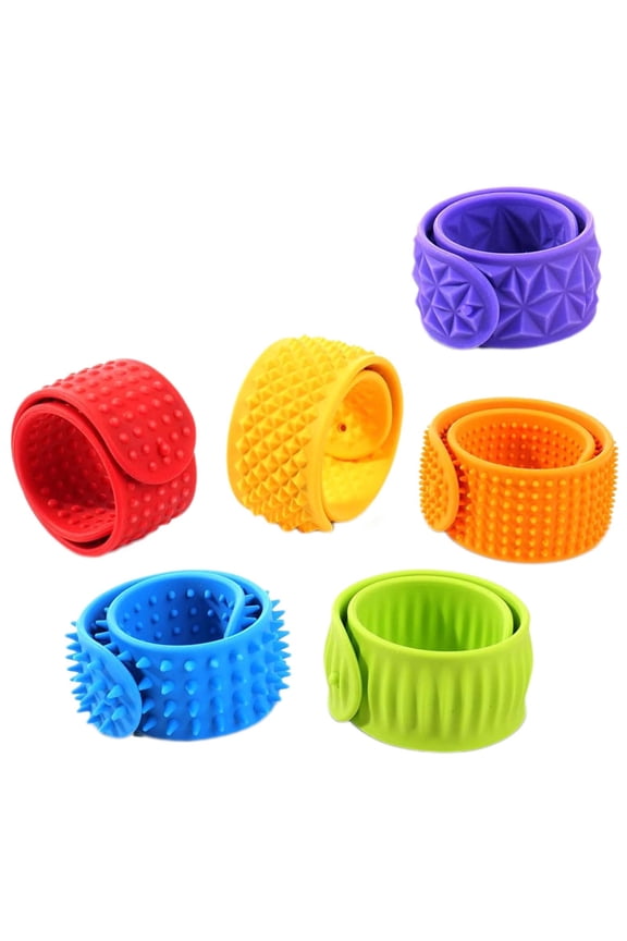 6Pcs Fidget Toys Slap Bracelets With Textured Sensory Design, Silicone Material And Wearable Accessories For Kids Calming And Special Needs, 8.46X0.98X0.39In 0.3Lb