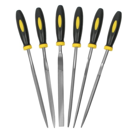 6Pcs File Set, 5.5in Needle Files, 3 mm Diameter Carbon Steel File Kit with Handle, Suitable for Metal, Wood, Glass, Plastic, Leather, Jewelry