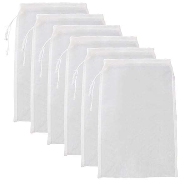 6Pcs Fine Mesh Strainer Bags Nut Milk Filter Bag Drawstring Nylon Washable Reusable Cheese Mesh Food Filters for Straining