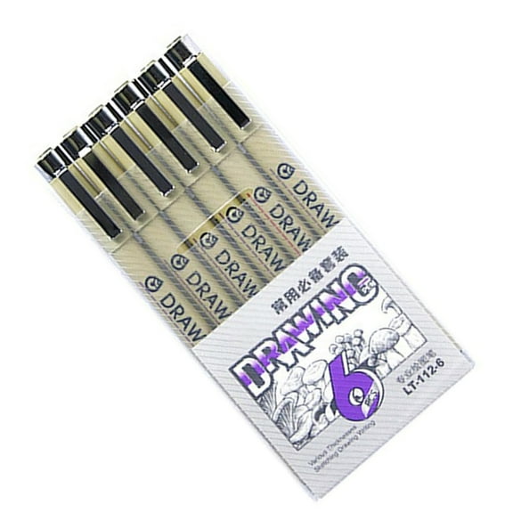 6Pcs Fineliner Drawing Pen, Quick Drying Fineliner Marker Fineliner Pen for Drawing Sketching Doodling, Art Illustration