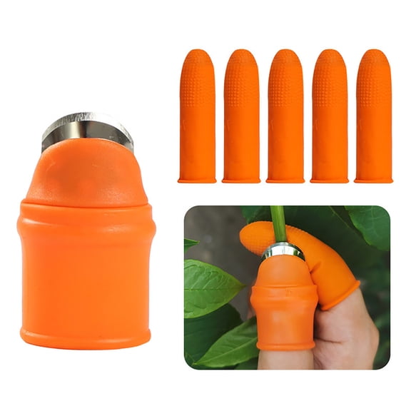 6Pcs Finger Harvesting Set Include Silicone Thumb Cutter & Finger Guards For Fruit Vegetable Harvesting Plant Pruning(Orange-5.3Cm)