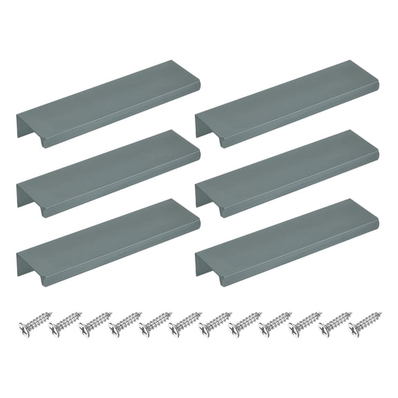 6Pcs Finger Pulls, 120mm/4.72 Inch Aluminum Hidden Cabinet Edge Handles, Modern Concealed Tab Pulls Hardware for Kitchen, Furniture, Drawer, Wardrobe, Gray