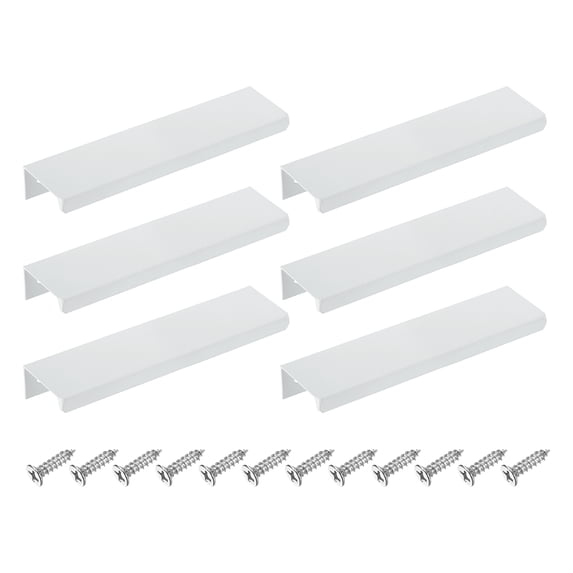6Pcs Finger Pulls, 120mm/4.72 Inch Aluminum Hidden Cabinet Edge Handles, Modern Concealed Tab Pulls Hardware for Kitchen, Furniture, Drawer, Wardrobe, White