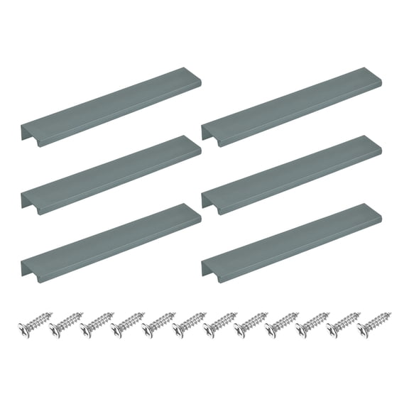 6Pcs Finger Pulls, 200mm/7.87 Inch Aluminum Hidden Cabinet Edge Handles, Modern Concealed Tab Pulls Hardware for Kitchen, Furniture, Drawer, Wardrobe, Gray